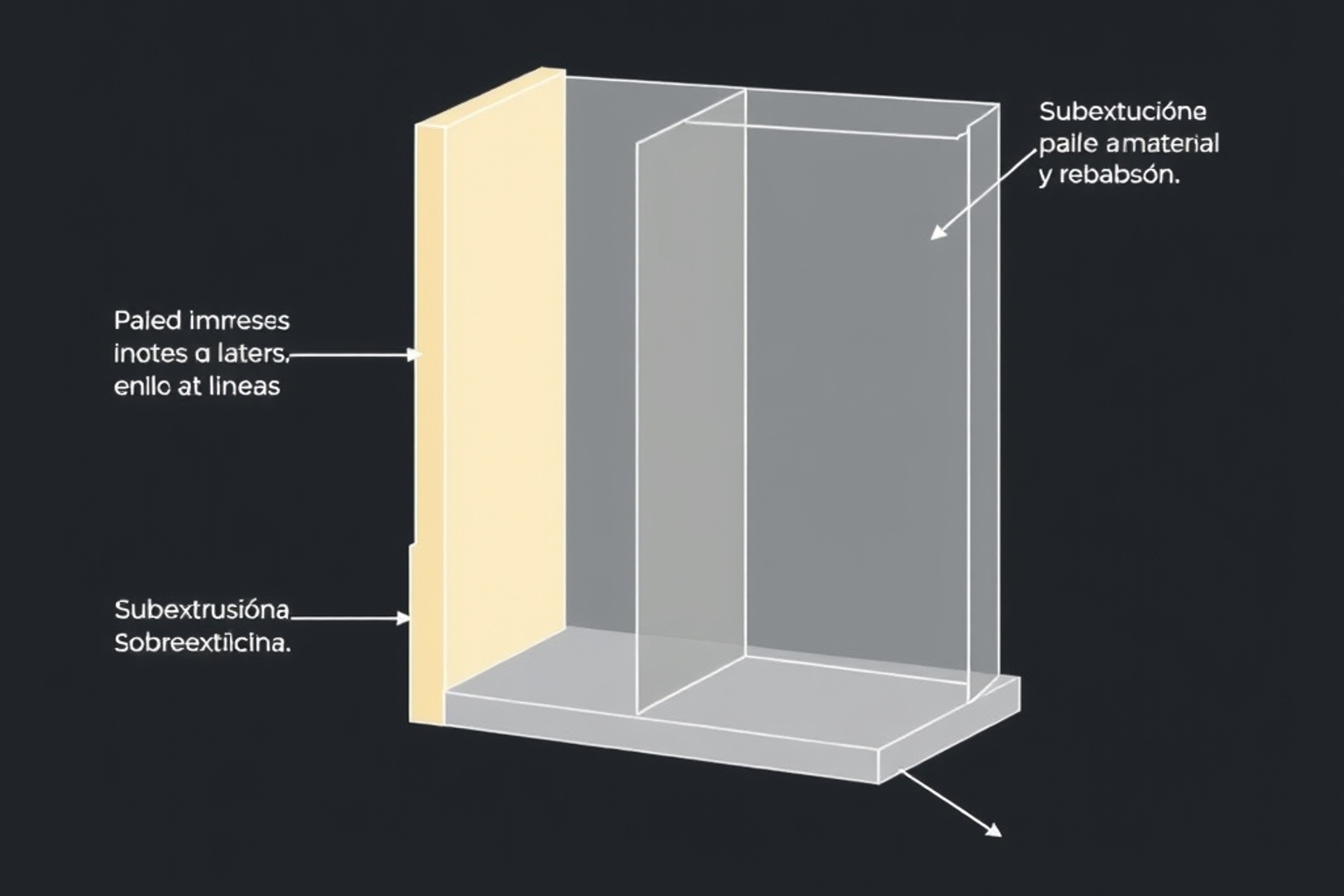 Dos secciones de pared: una con huecos entre líneas y otra con material acumulado